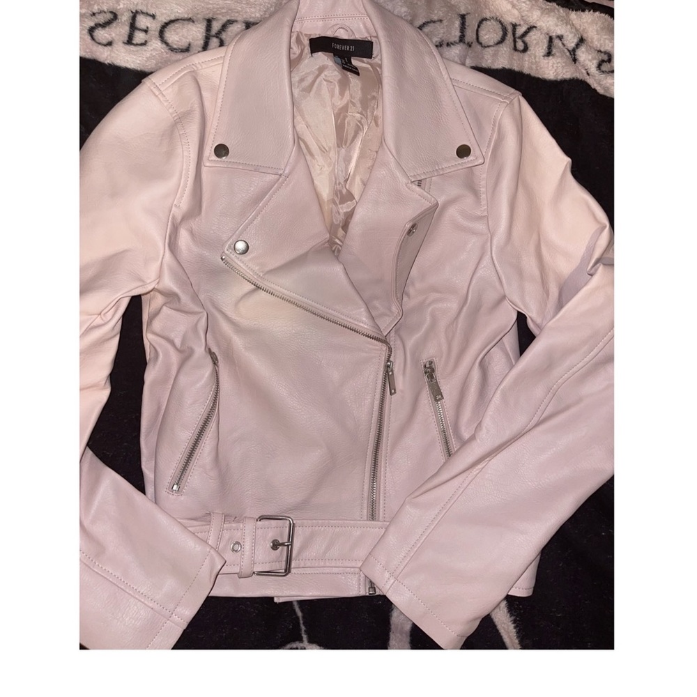 Pink Faux Leather Jacket